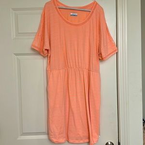 Columbia Slack Water Dress Orange Sherbert Plus 1X UPF50 Wicking/Lightweight EUC